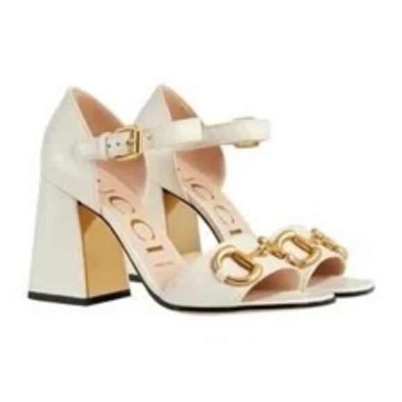 Gucci Baby Horsebit 41 Sandals White Ecru Leather Ankle Strap NIB - Picture 1 of 9